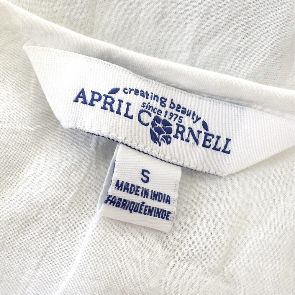 April Cornell Pintuck Bell Sleeve Tunic in Ivory. Size S - Picture 5 of 6